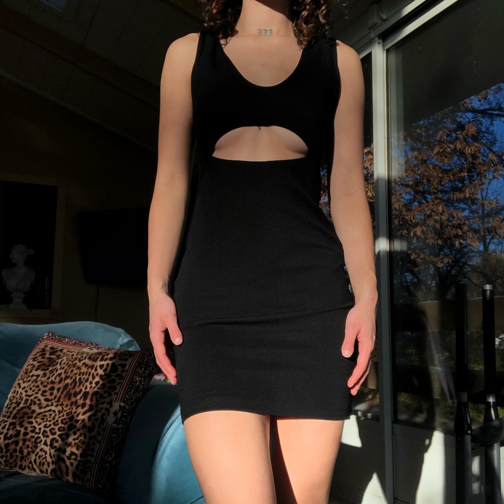 Black cut out mini dress
